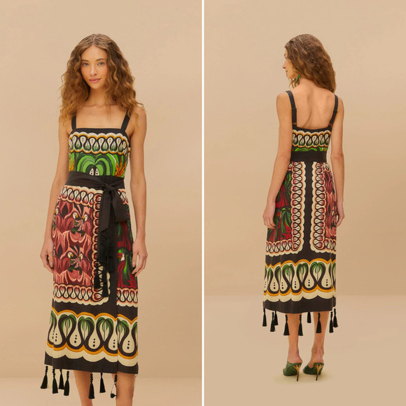 FARM RIO Coconut Tree Flow Dress NWT size Small Lenzing™ Euroflax™ Sustainable - Picture 3 of 9